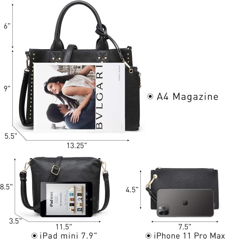 Dasein 3Pc Women’s Handbag Set Tote Satchel Shoulder Top Handle Purse4