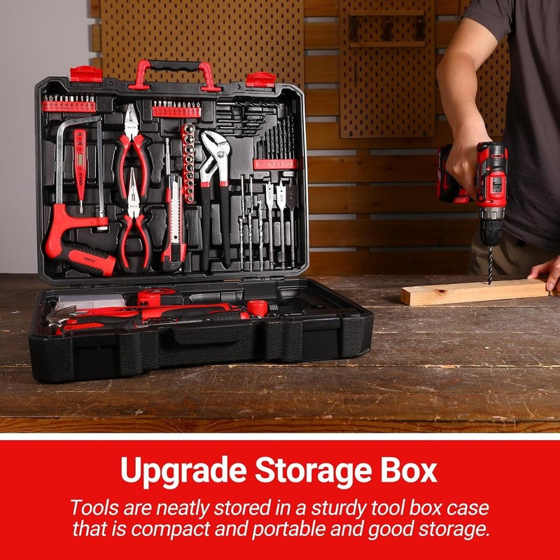 20V Cordless Drill Tool Kit Red Electric Drill Driver Home Repair Toolbox5