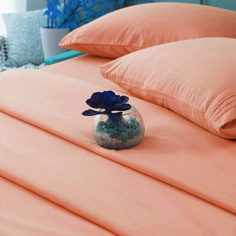 Luxury 1800 Thread Count Microfiber Bed Sheet Set   Coral Queen, 4 Pieces2