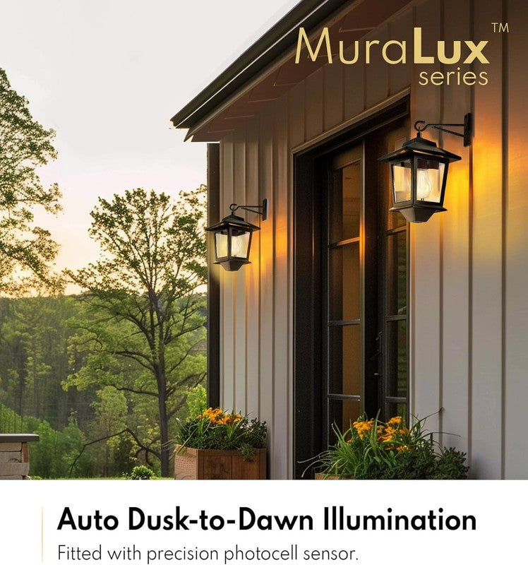 Solar Wall Lanterns 2 Pack   Dusk to Dawn Outdoor LED Sconces with Hooks2