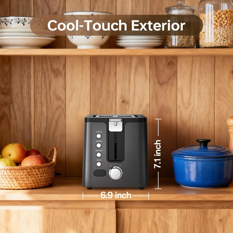 4 Slice Long Slot Toaster Countdown Timer Bagel Defrost Reheat Metallic Grey9