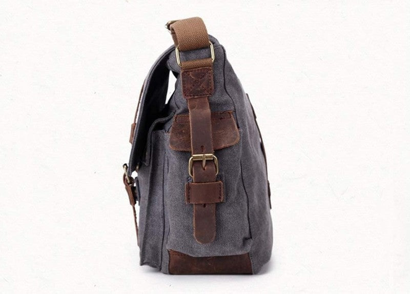 Vintage Leather Canvas Laptop Bag Messenger Bags Medium2