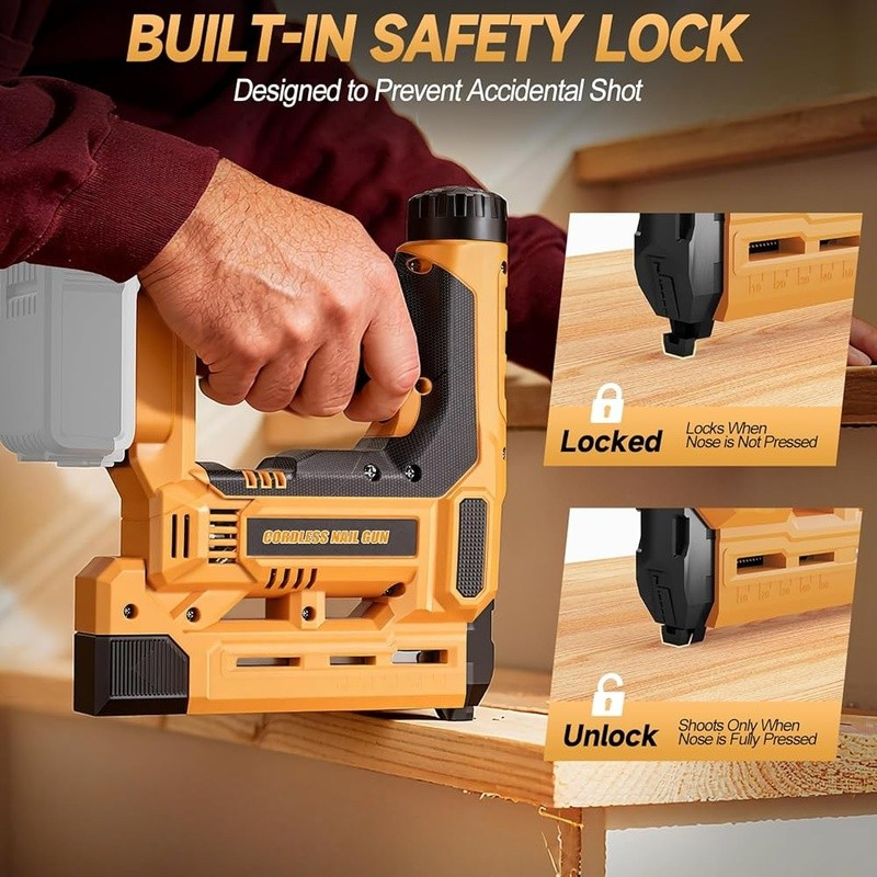 Cordless 18 Gauge Nail Gun Battery Powered Brushless Motor Adjustable Depth New5