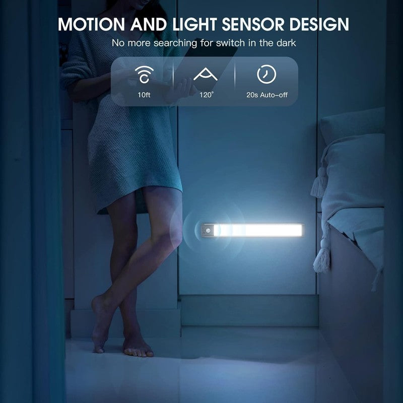 10Inch under Cabinet Lighting, 2 Pack Rechargeable Motion Sensor Light Indoor, 53