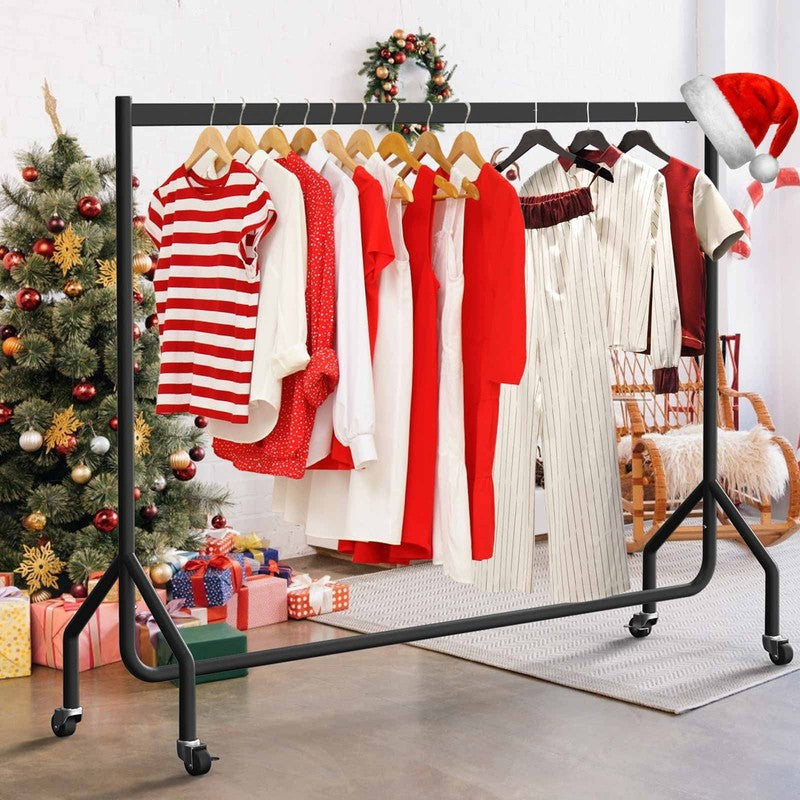 Heavy Duty Clothes Rack with Wheels Rolling Garment Rack 71"L x 18.4"W Black6