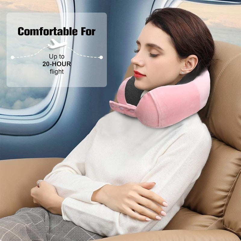 Adjustable 100% Memory Foam Travel Neck Pillow w/ Eye Mask, Earplugs & Bag6