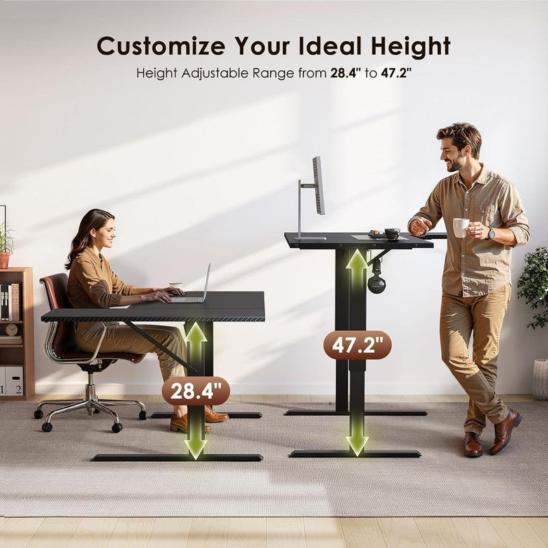 55" L Shaped Electric Standing Desk Height Adjustable Corner Black3