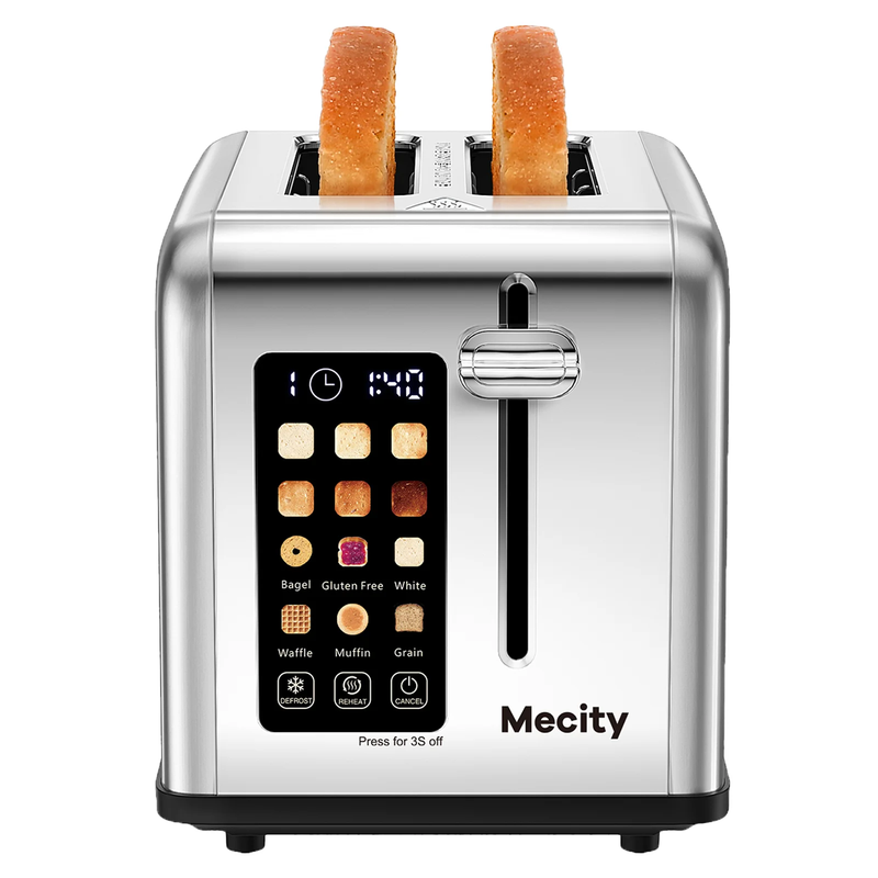 2 Slice Touchscreen Toaster, Stainless Steel, 6 Shade Settings, Reheat, Cancel, 0