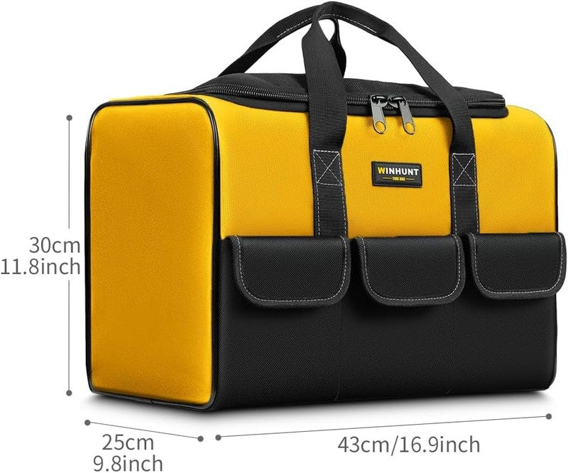 17" Large Tool Bag Wide Mouth Organizer Yellow & Black Double Zipper2