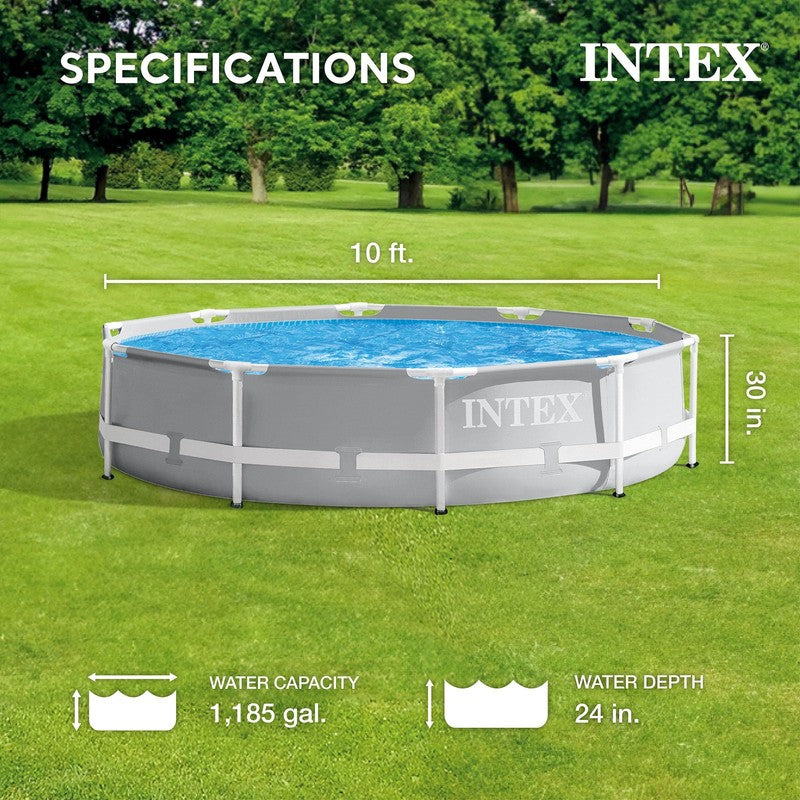 10ft Round Prism Frame Pool 30in Above Ground Swimming Pool Gray1