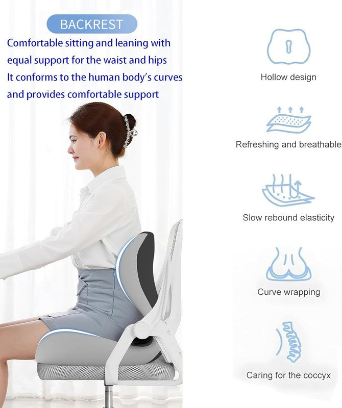 L Shaped Seat Cushion for Long Sitting,Memory Foam Ergonomic Back Support Drivin3