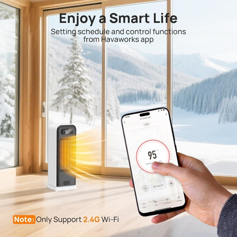 Smart 1500W Portable Electric Space Heater WiFi Thermostat Timer 4 Modes White3