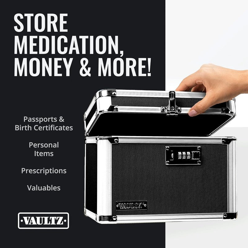 Secure Lock Box for Documents & Valuables - Safe Combination Storage - Black2