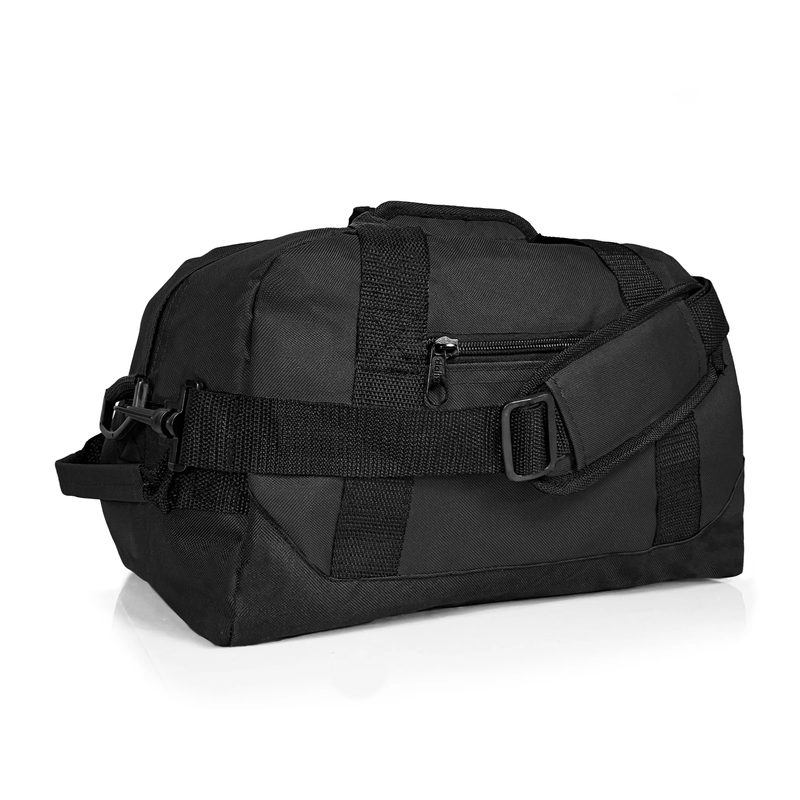 14" Small Duffel Bag Gym Duffle Two Tone in Black with Shoulder Strap9