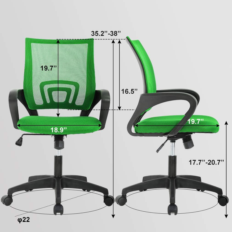 Ergonomic Office Chair Mid Back Swivel Desk Chair Lumbar Support Green2