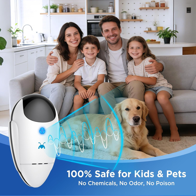 2026 Ultrasonic Pest Repeller Plug-In Mouse Roach Spider Control 4 Pack4