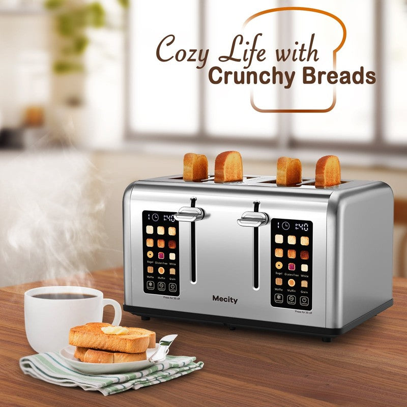 4-Slice Touchscreen Toaster Stainless Steel 6 Browning Reheat Defrost5