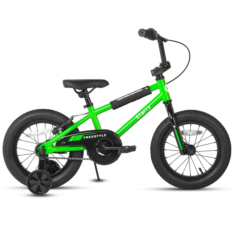 14in Kids BMX Bike w/ Training Wheels Coaster & Rear V Brake Ages 3 5 Green1
