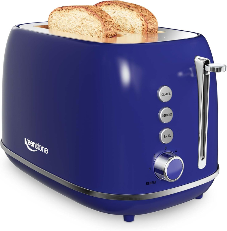 Retro 2-Slice Toaster Dark Blue - Stainless Steel, Bagel, Defrost, 6 Shade9