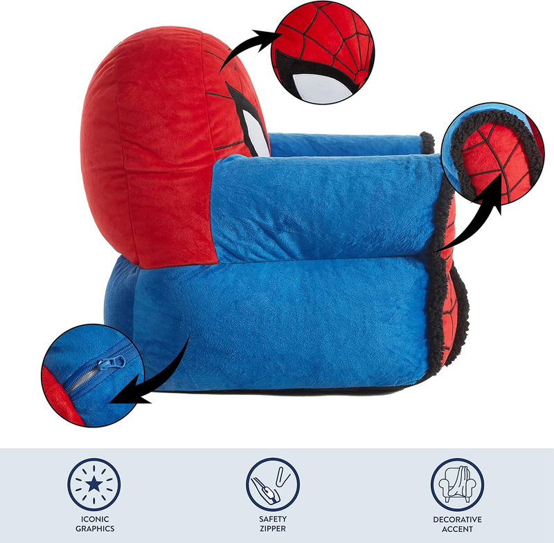 Spiderman Bean Bag Chair Red Medium Kids 3+ Sherpa Trim Polyester4