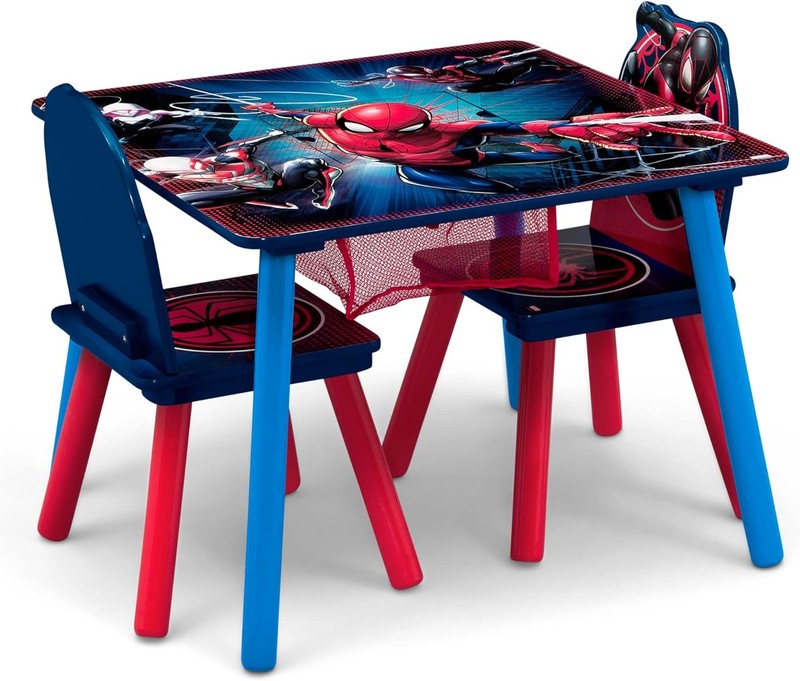 Spider Man Kids Table Set with Storage 2 Chairs Blue Red Greenguard4