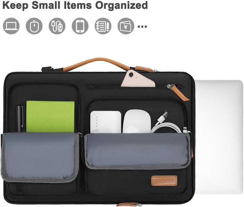15.6 Inch Laptop Shoulder Bag 360 Protective Messenger 4 Zipper Pockets Black1