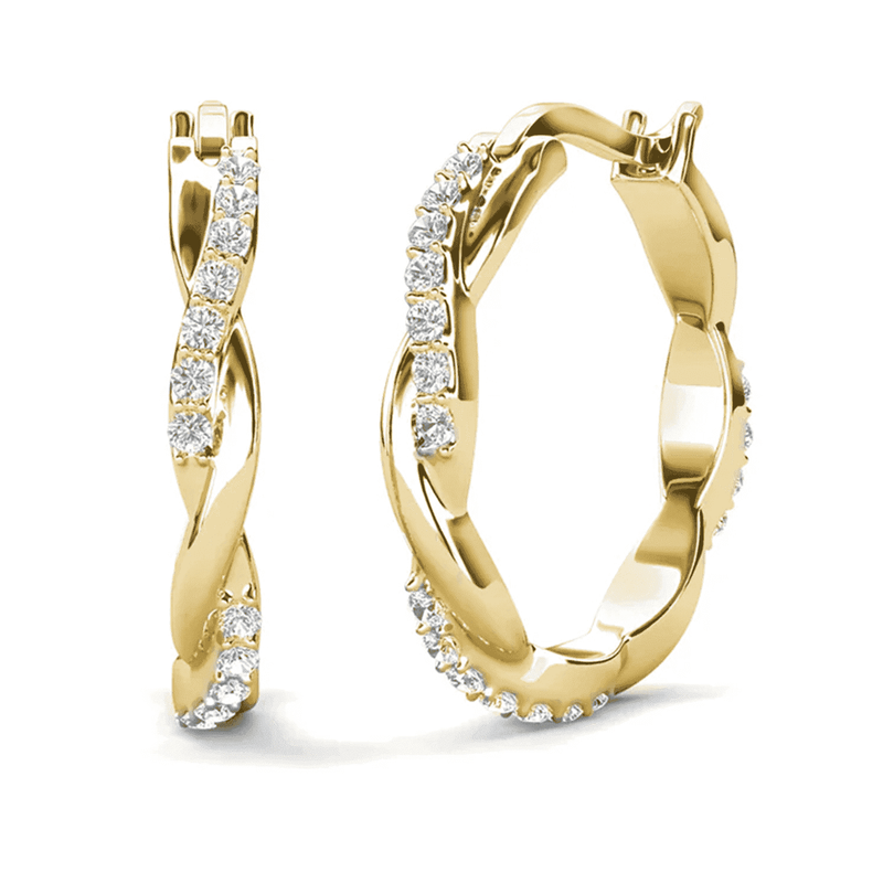 Lauren 18K Yellow Gold Plated 22Mm Hoop Earrings with Crystals for Women0