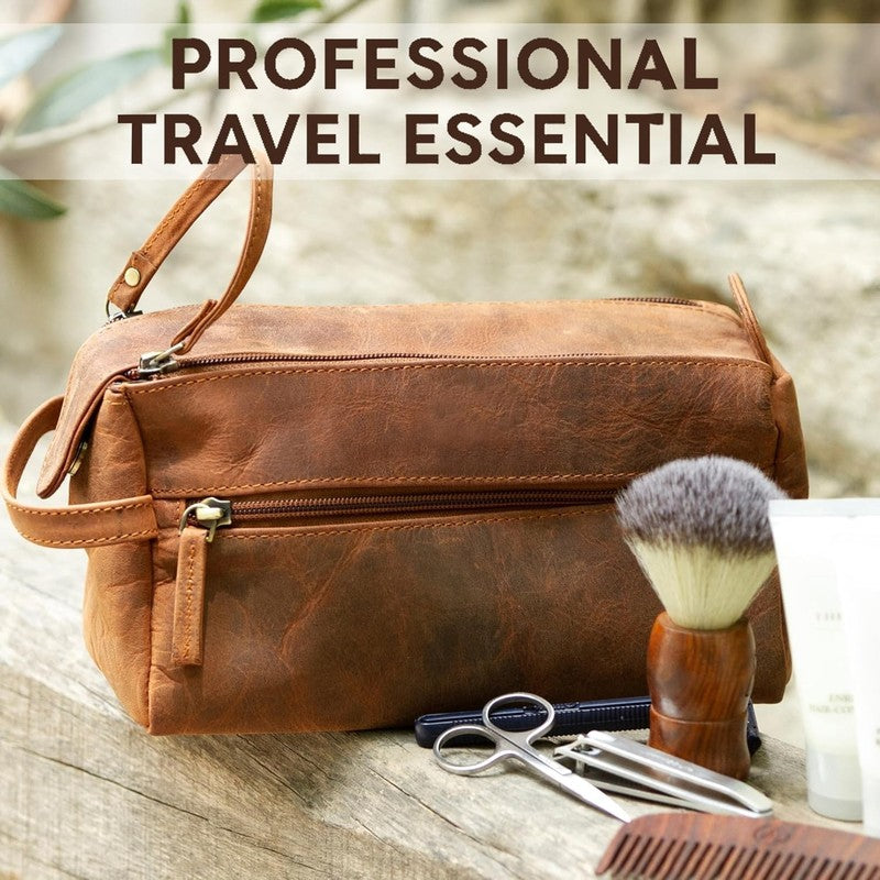 Leather Toiletry Bag Dopp Kit Travel Organizer Makeup Shaving Case5
