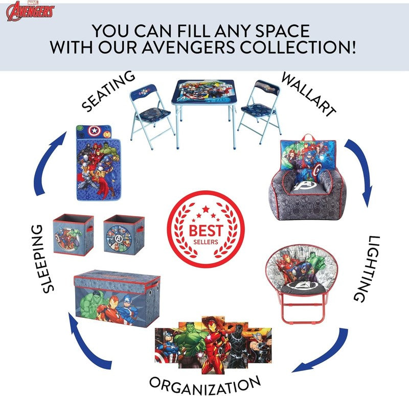 Avengers Toddler 19” Folding Saucer Chair with Cushion, Metal, Ages 3+6