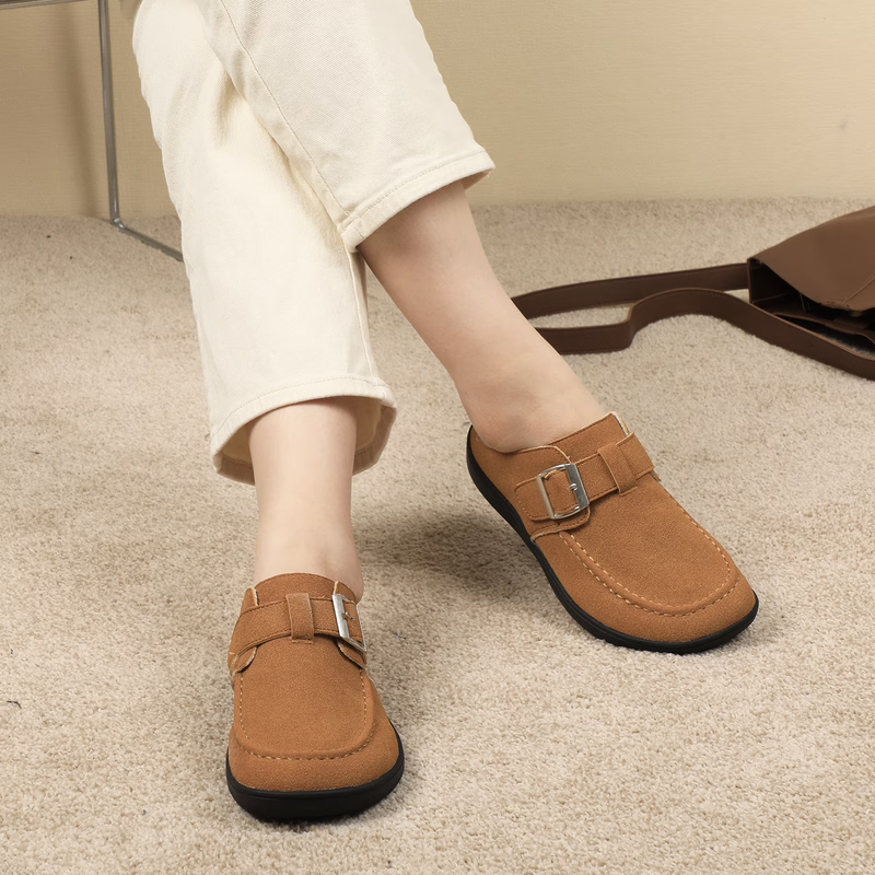 Women's Casual Suede Clogs Adjustable Strap Wide Fit Mules5