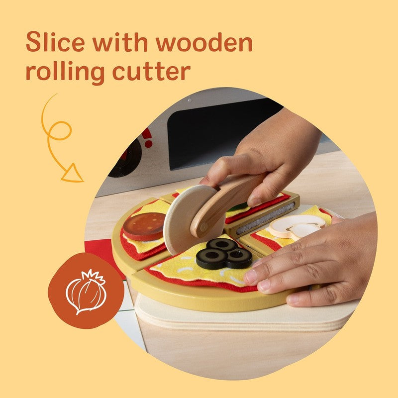 Wooden Pizza Counter Play Set – 41PCS Pretend Food Kitchen Toy, FSC Certified4