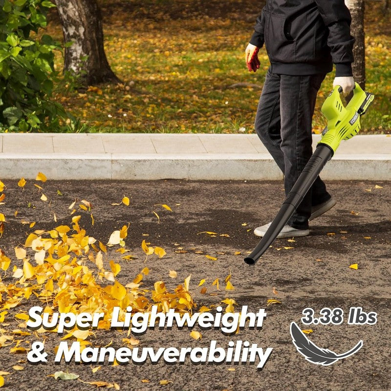 Cordless Leaf Blower 21V w/ 2 Batteries & Charger, 2 Speed, Lightweight6