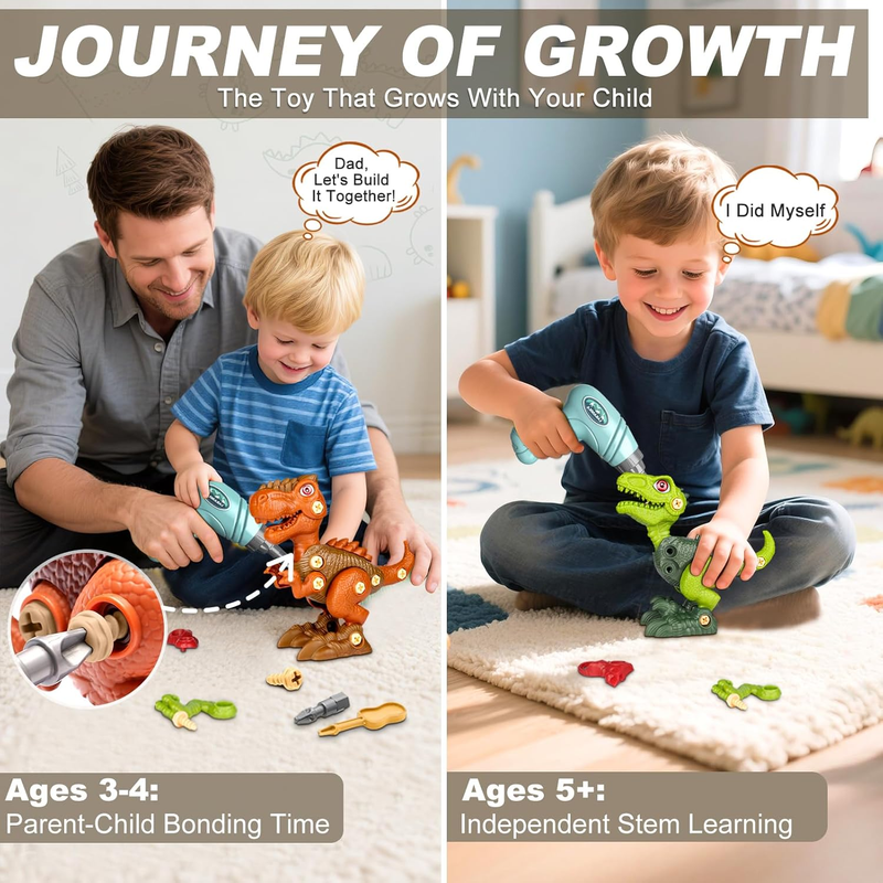 3 Pack Dinosaur STEM Building Toys Drill Construction Set Kids5