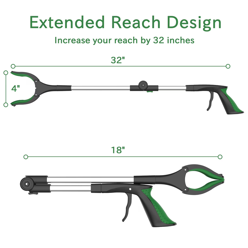 32in Reacher Grabber Tool Trash Claw Aluminum Pickup Assist Green5