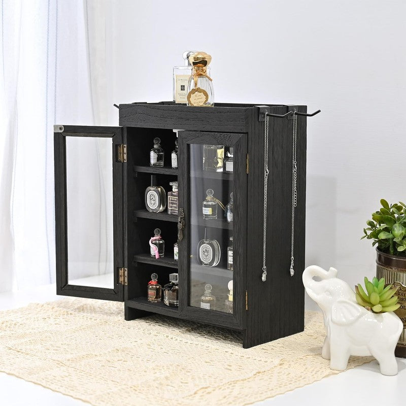 Small Wooden Countertop Storage Cabinet with Adjustable Shelves and Removable Ho1