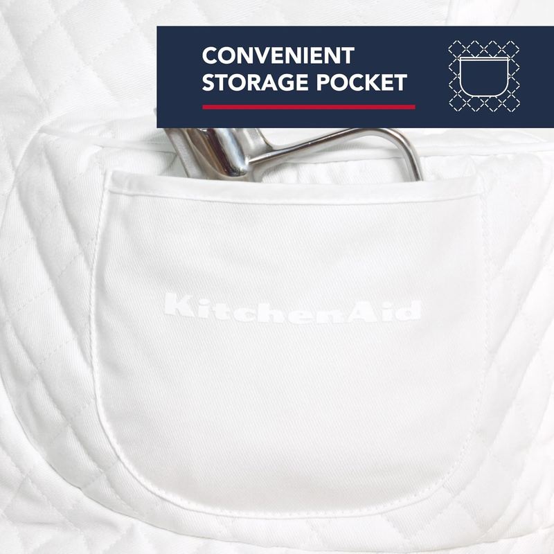 KitchenAid Tilt Head Stand Mixer Cover Quilted Cotton Storage Pocket White3