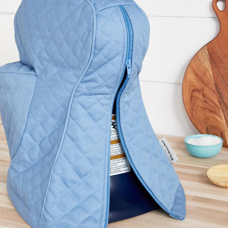 KitchenAid Tilt Head Stand Mixer Cover Quilted Cotton Storage Pocket Blue4