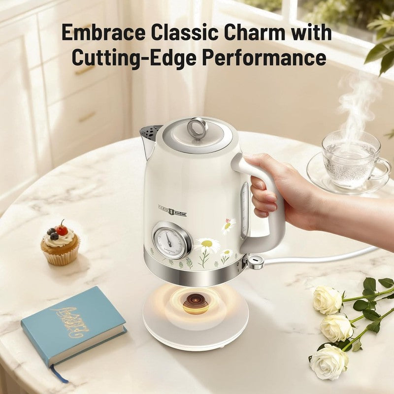 Retro Stainless Steel Electric Kettle 1.7L 1500W Fast Boil Thermometer4