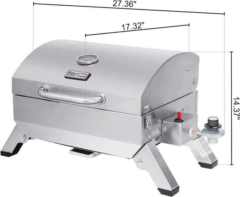 GT1001 Portable Stainless Steel Gas Grill 10,000 BTU Tabletop BBQ Silver3