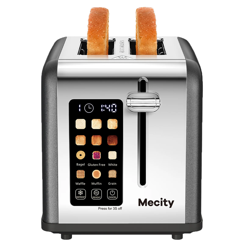 2 Slice Touchscreen Toaster, Stainless Steel, Countdown Timer, 6 Shade Settings,9