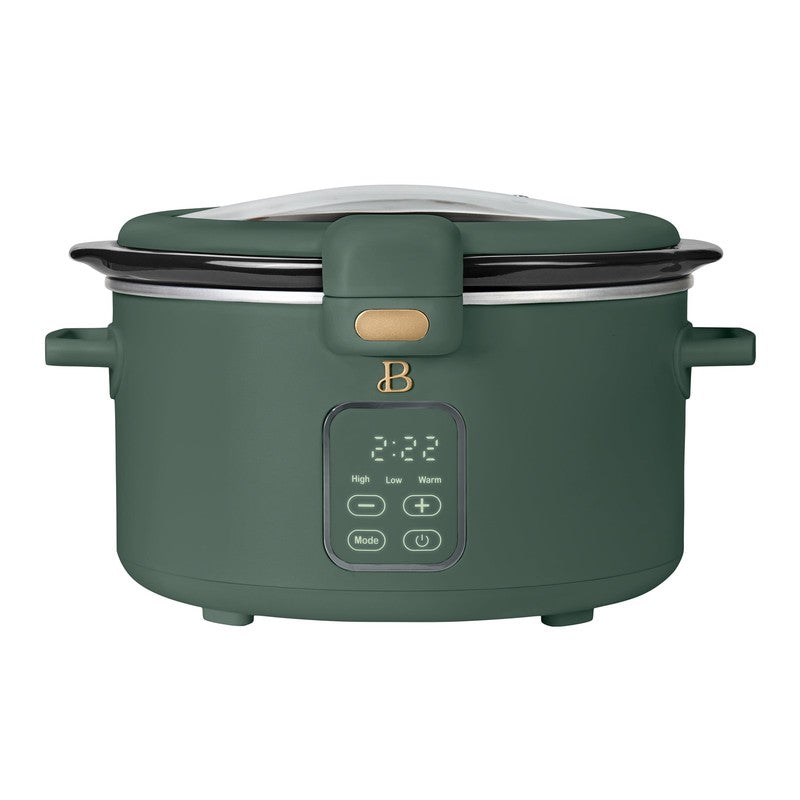 4 Qt Digital Slow Cooker with Hinged Locking Lid, Thyme Green by Drew Barrymore0