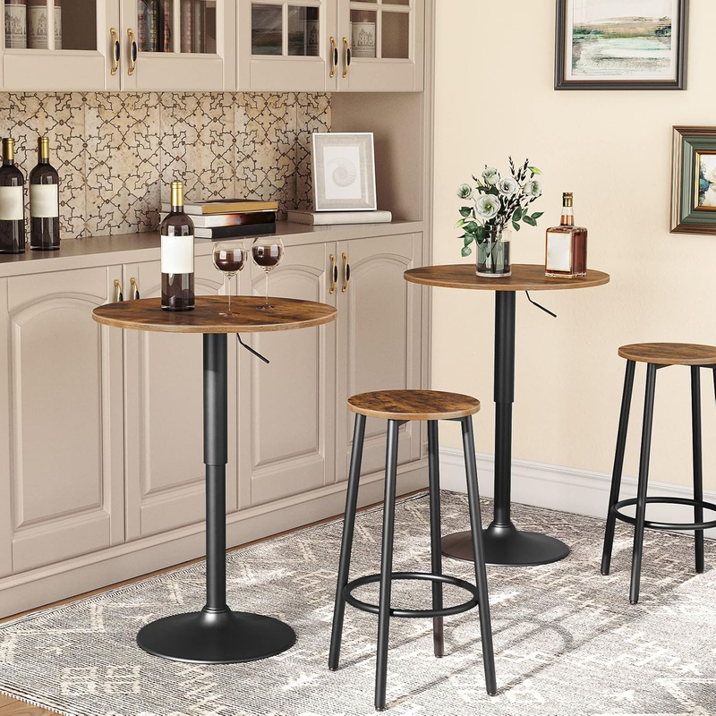 Bar Stools, Set of 2 Bar Chairs, Kitchen round Height Stools with Footrest, Brea1