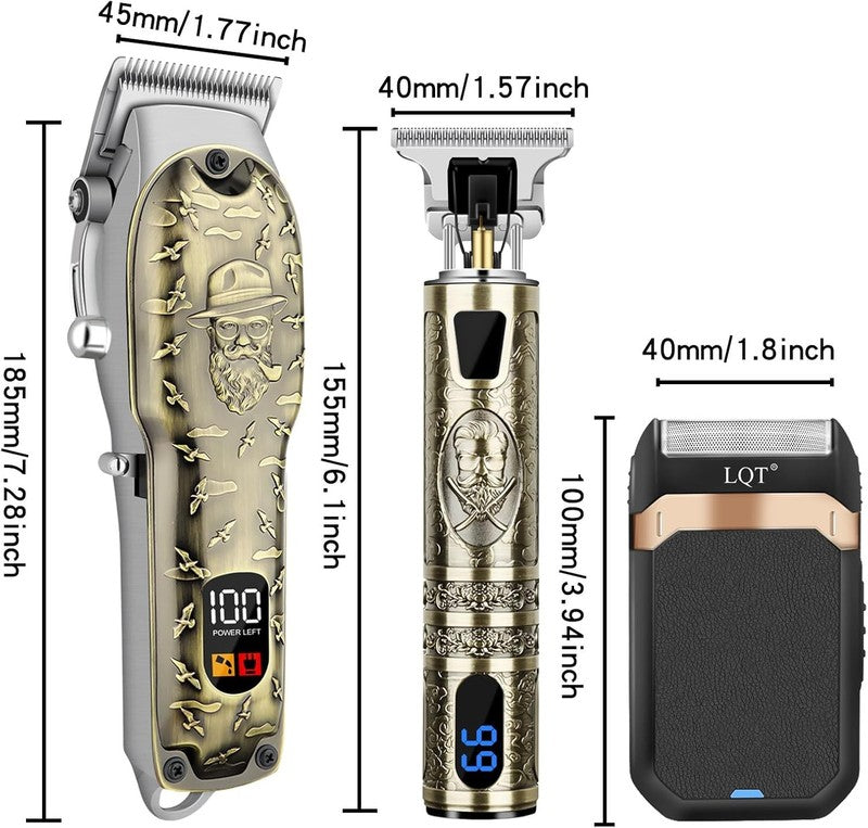Cordless Professional Hair Clipper Set for Men - Grooming Kit in Bronze6