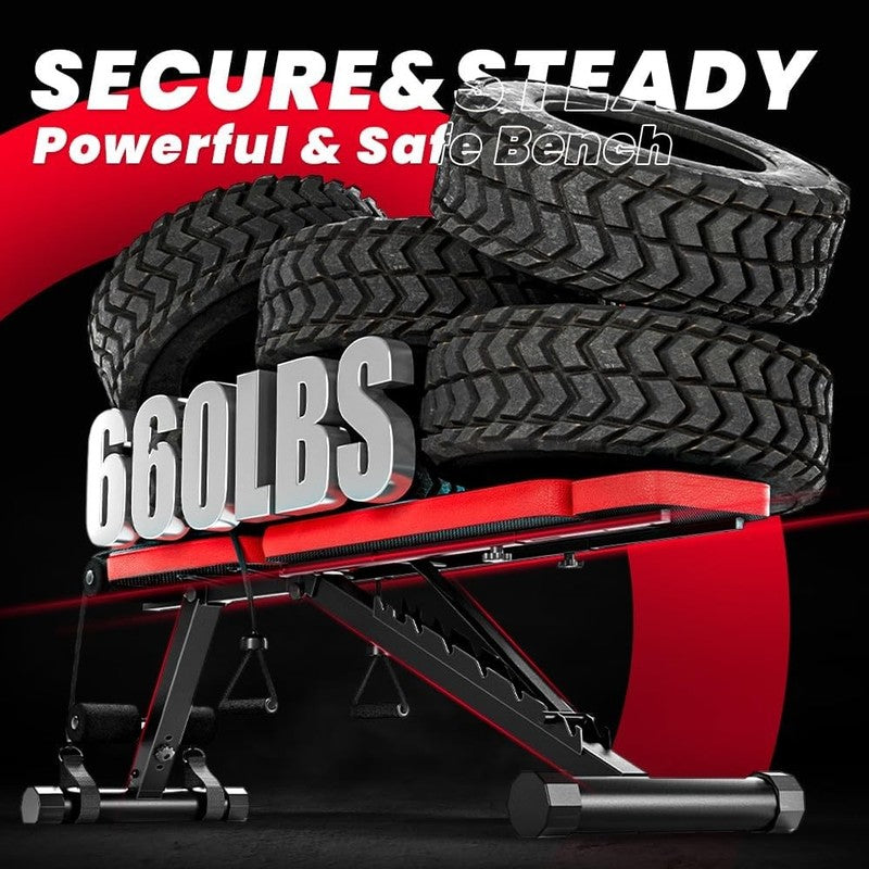 Adjustable Weight Bench with Headrest   660LBS Capacity for Home Gym4