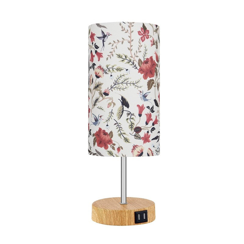 15" Touch Control Table Lamp w/ Dual USB Floral Shade 3 Way Dimmable Bedside9