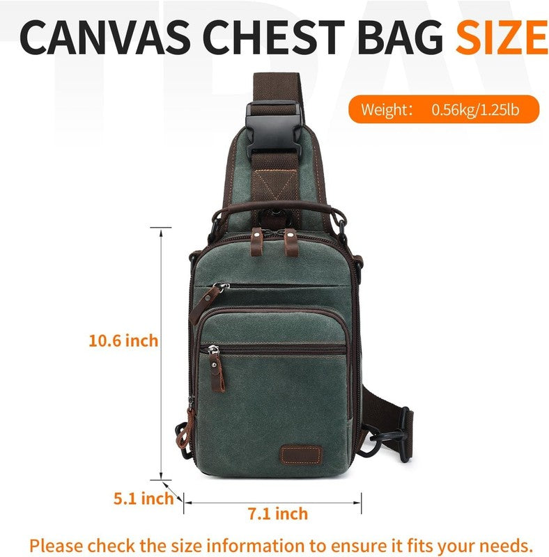 Nerlion Sling Bag Men Waxed Crossbody Chest Bag Water Resistant Shoulder Bag2