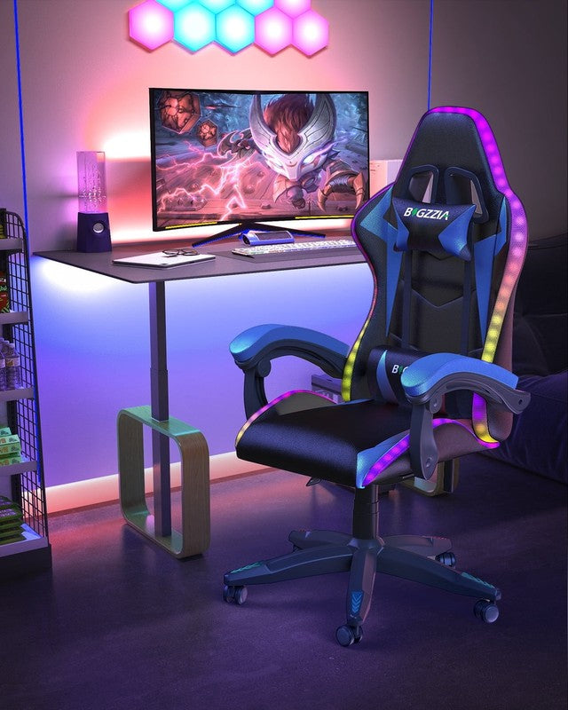 Gaming Chair with LED Lights, Computer Chair with Lumbar Support, Ergonomic High2