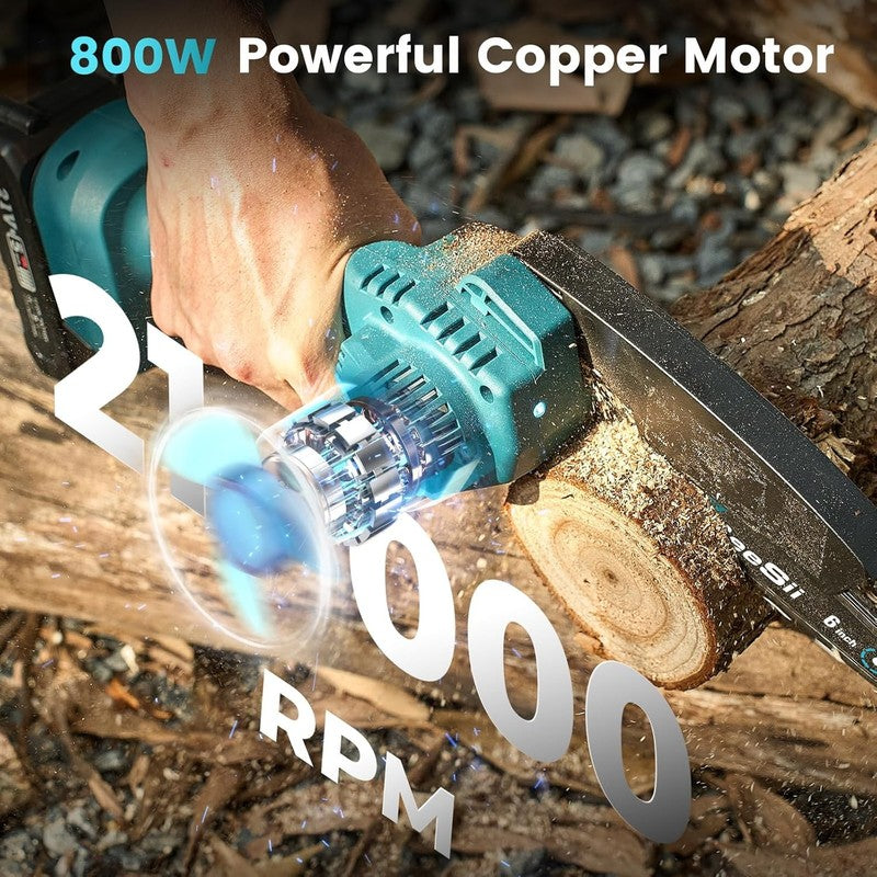 Cordless Mini Chainsaw 6-Inch with 2 Batteries - Perfect Gift for Dad!7