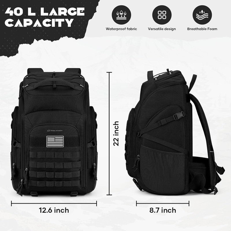 Tactical Backpack 40L Men Water Resistant Hiking Camping Gym Molle Black3
