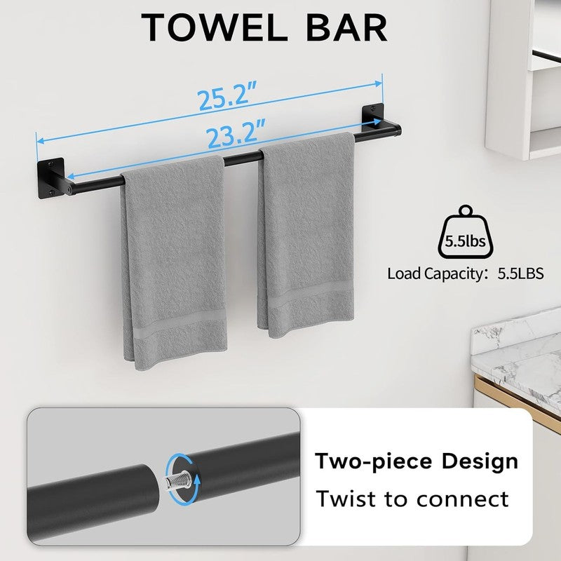 10 Pieces Bathroom Accessories Set, Bathroom Hardware Set, 24 Inch Towel Bar, To1